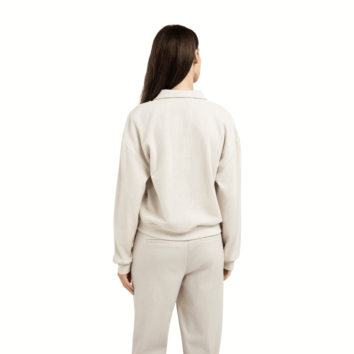 YAYA Pullover mit Doppelkragen und Zipper – Beige
