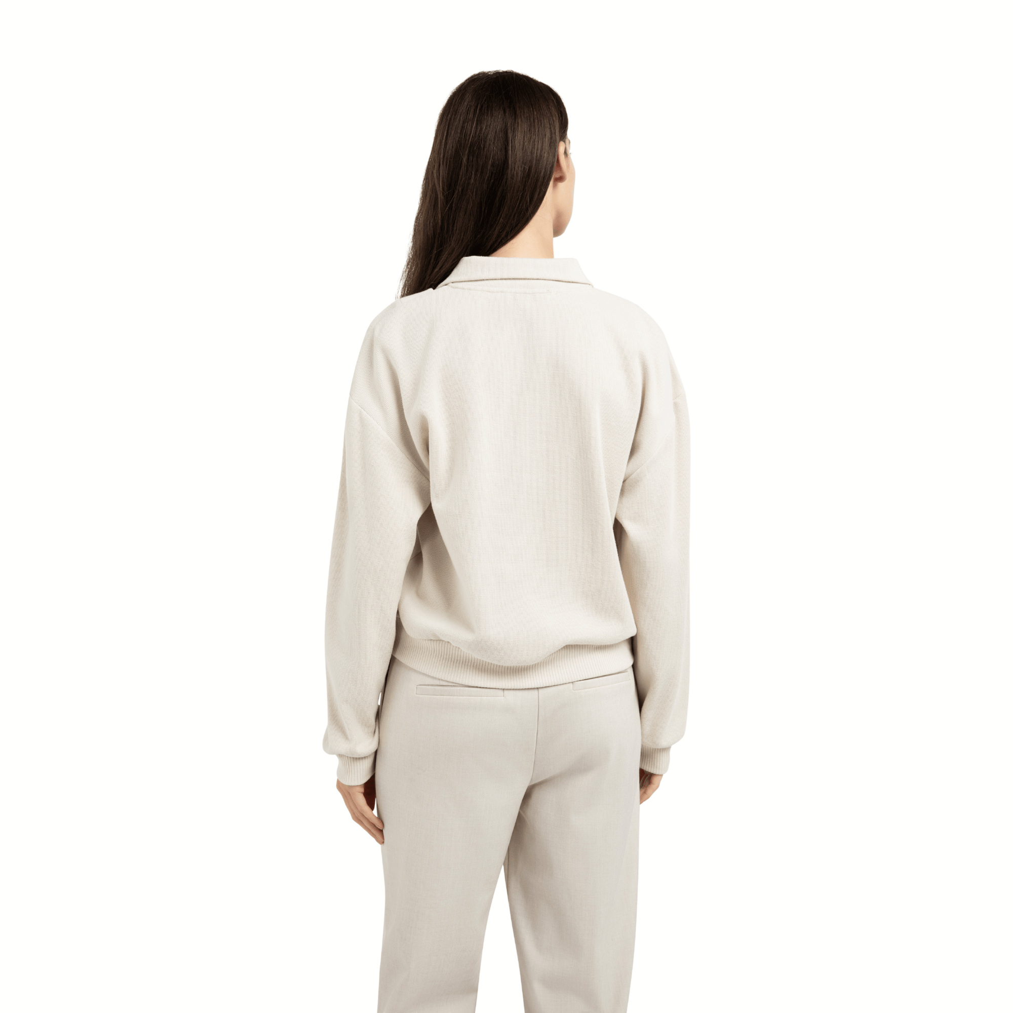 YAYA Pullover mit Doppelkragen und Zipper - Beige