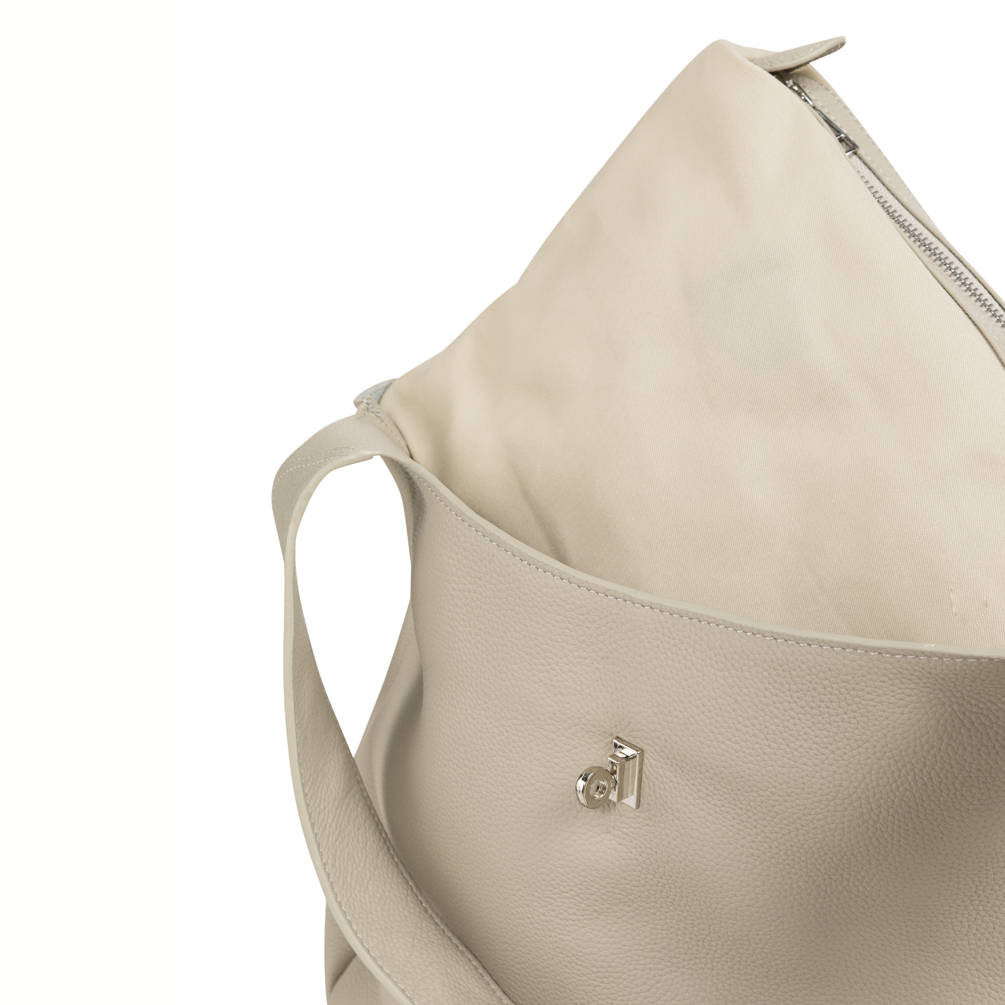 YAYA Leder Shopper mit Drehverschluss - Grau