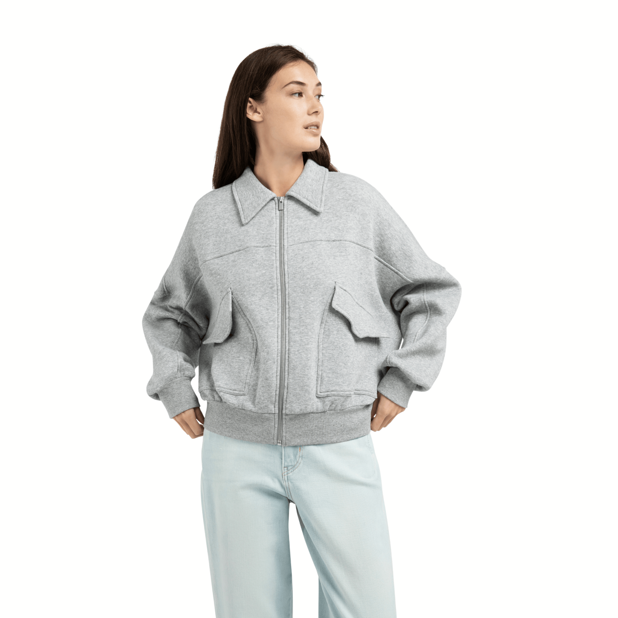 YAYA Sweatjacke mit Taschen - Grau