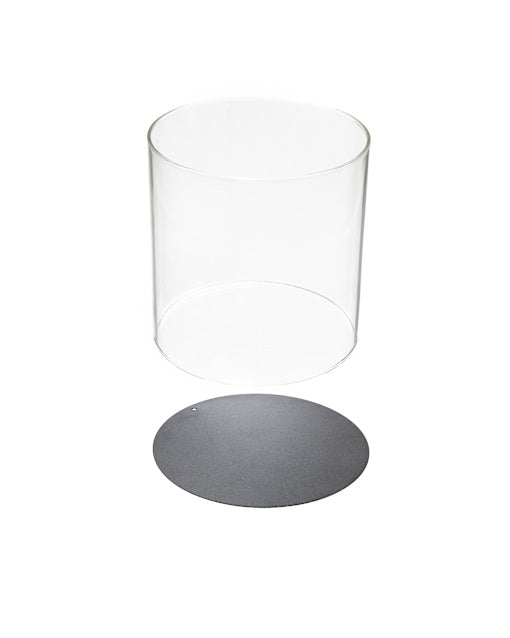 Glaszylinder mit Metallteller - Windlichtaufsatz