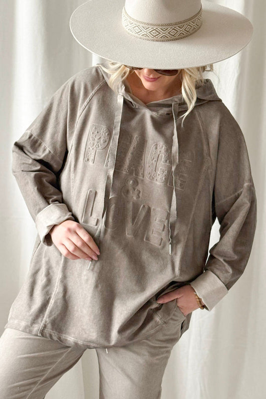 BYPIAS PEACE & LOVE Oversize Hoodie für Damen in Taupe
