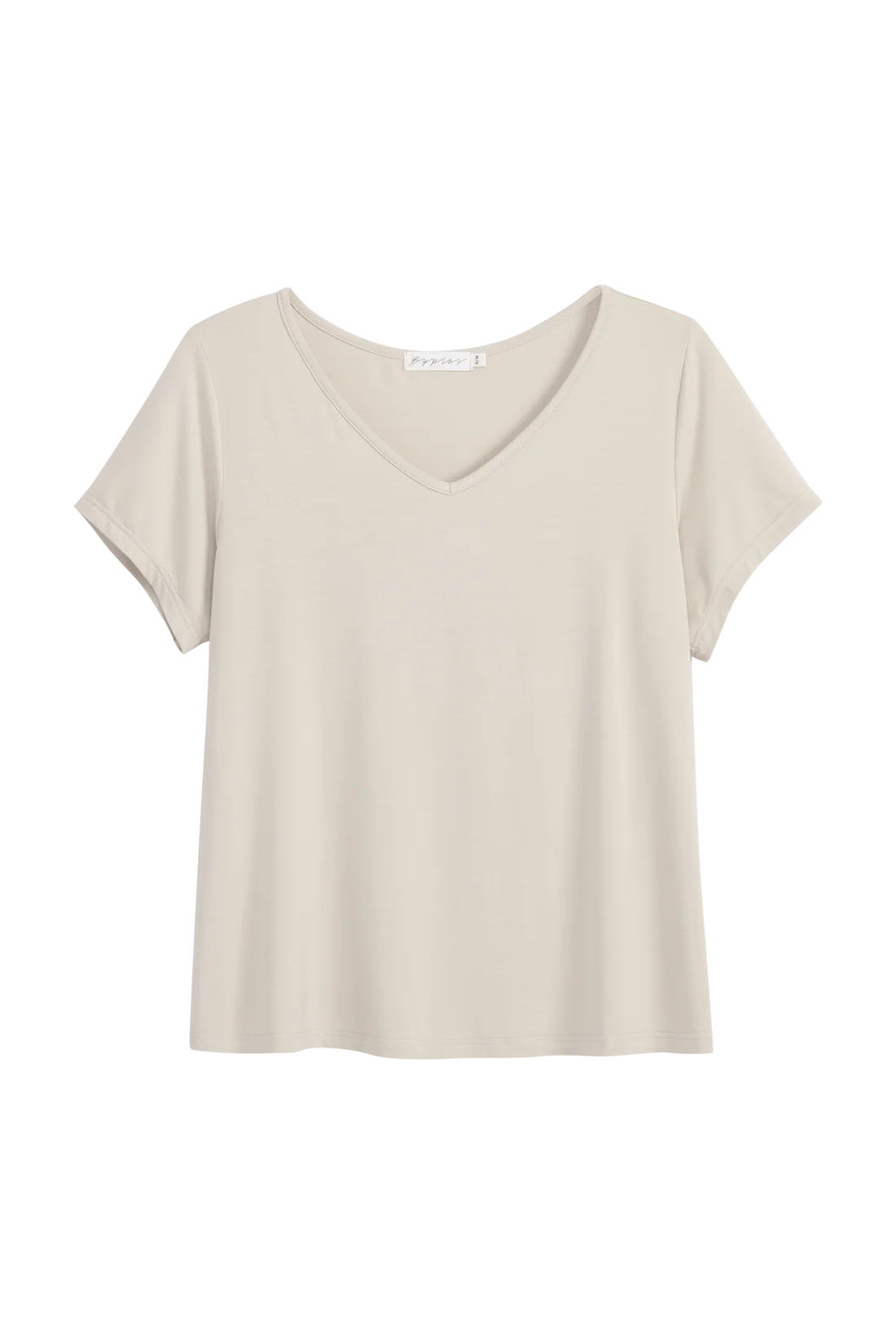 Bambus T-Shirt Damen DAILY mit V-Ausschnitt – Beige | BYPIAS