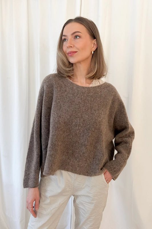 ANGIE - Pullover with alpaca wool - beige