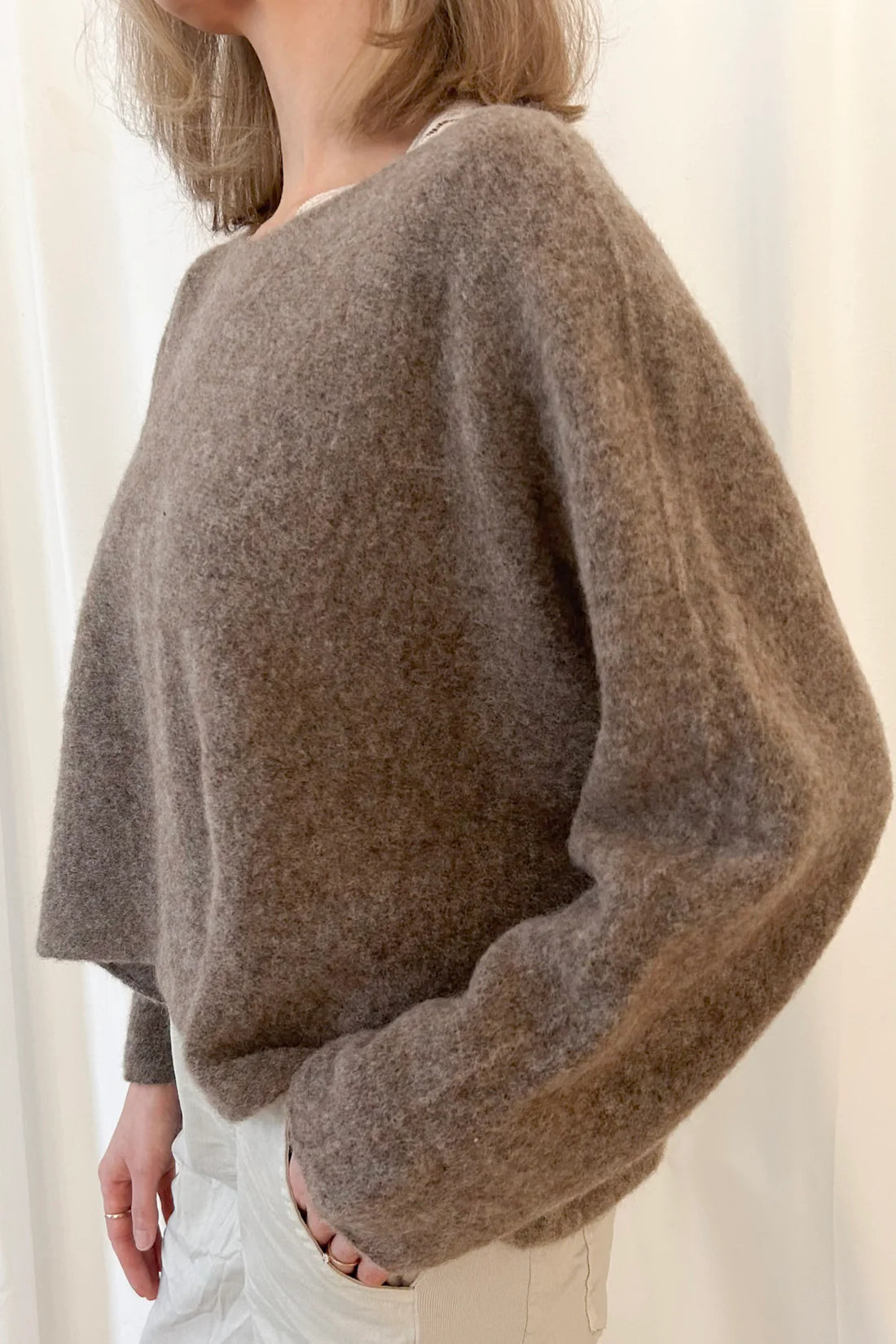 Alpaka Pullover ANGIE – Braun meliert | BYPIAS