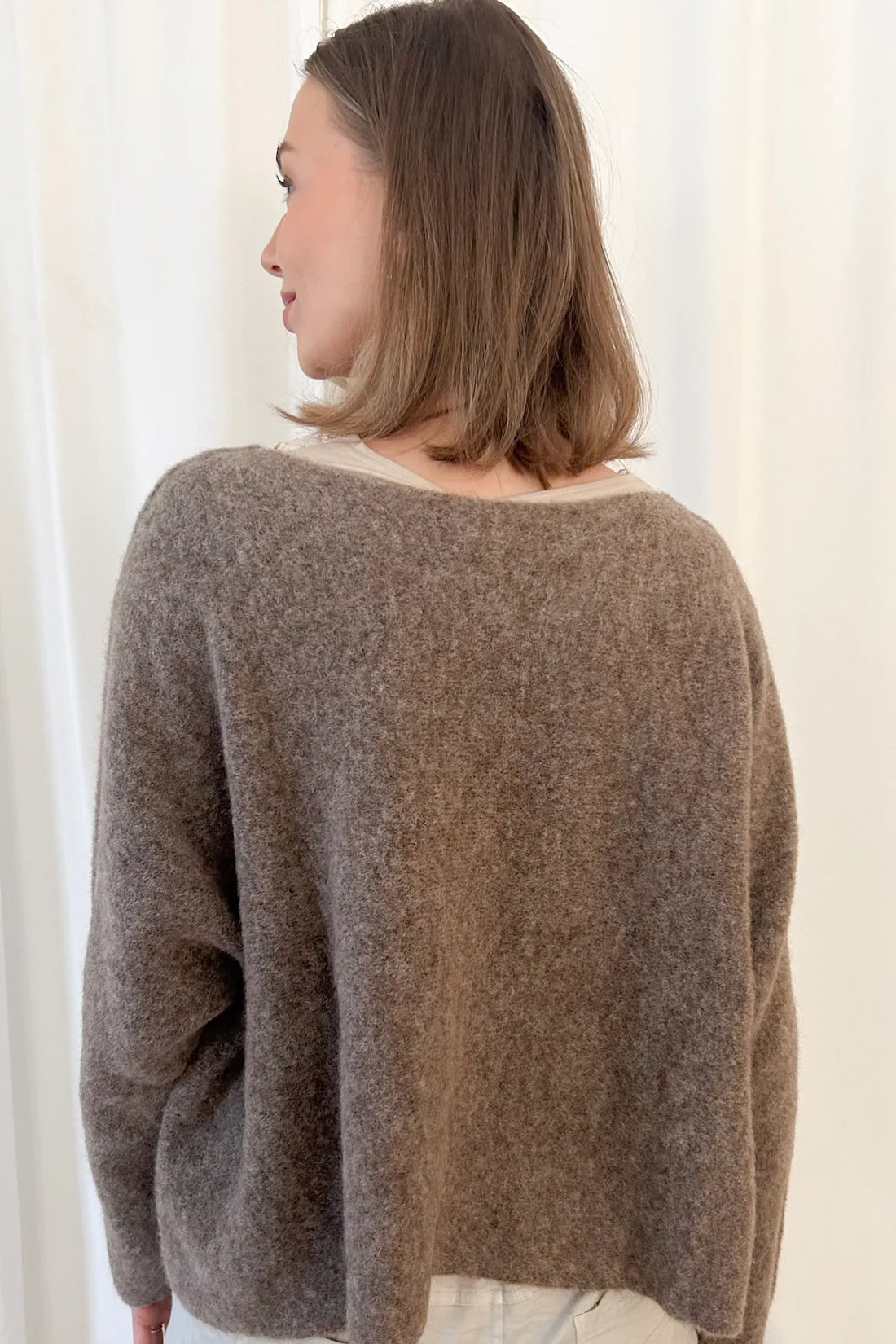 Alpaka Pullover ANGIE – Braun meliert | BYPIAS
