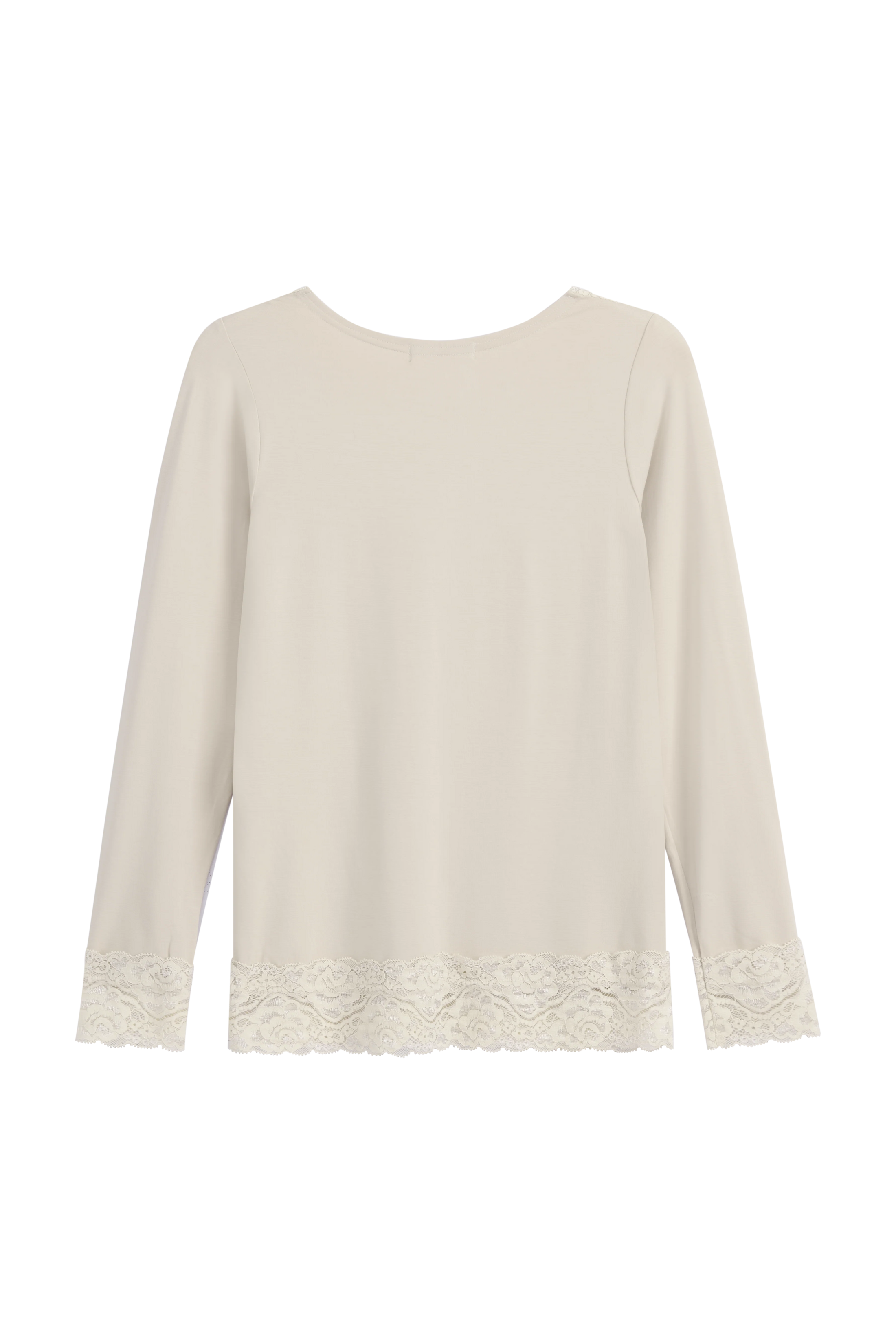 Bambus Langarmshirt Damen DIVINE mit Spitze – Beige | BYPIAS