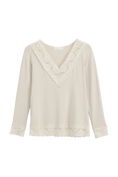 Bild in Galerie laden, Bambus Langarmshirt Damen DIVINE mit Spitze – Beige | BYPIAS
