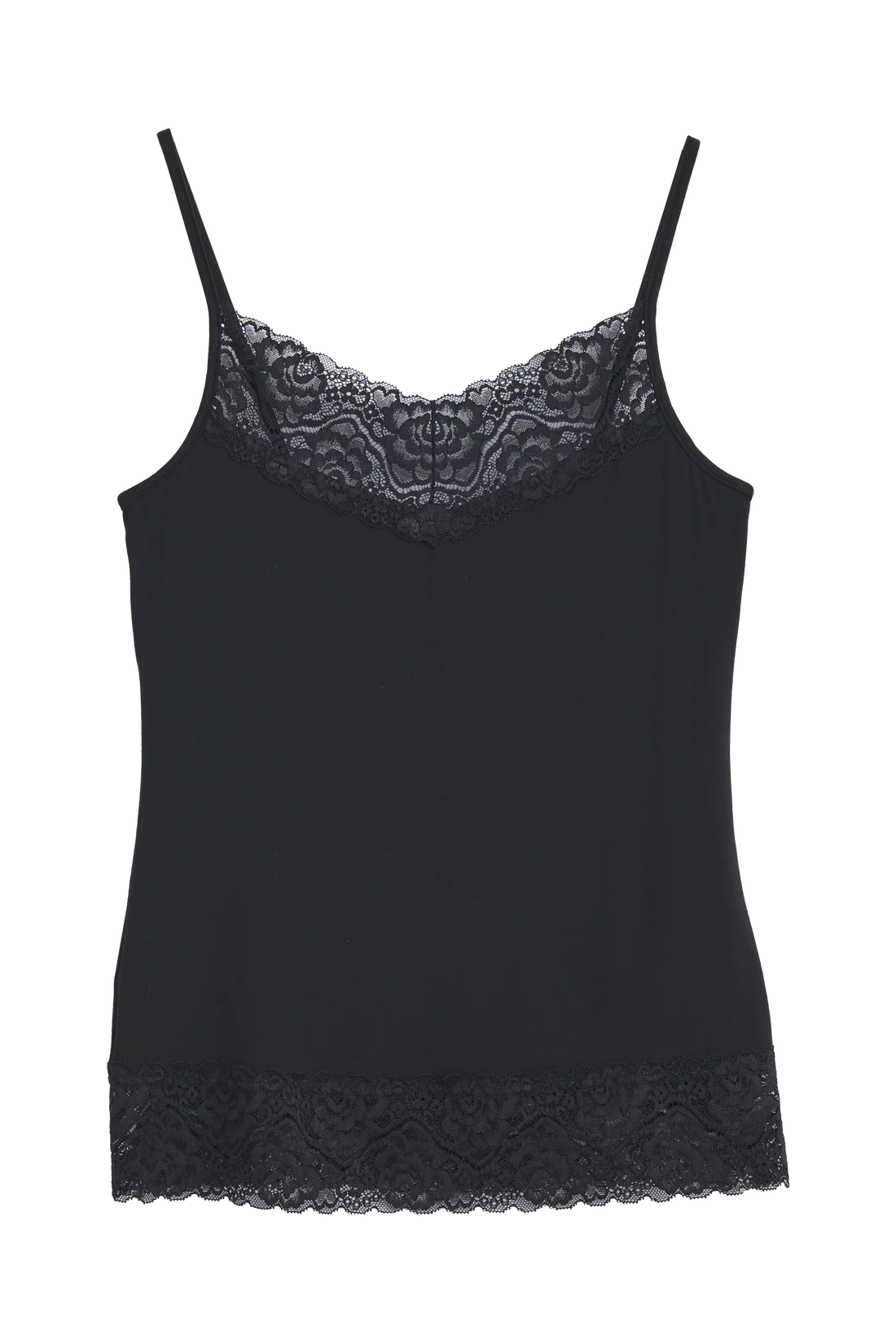 Bambus Trägertop Damen JOLINE mit Spitze – Schwarz | BYPIAS