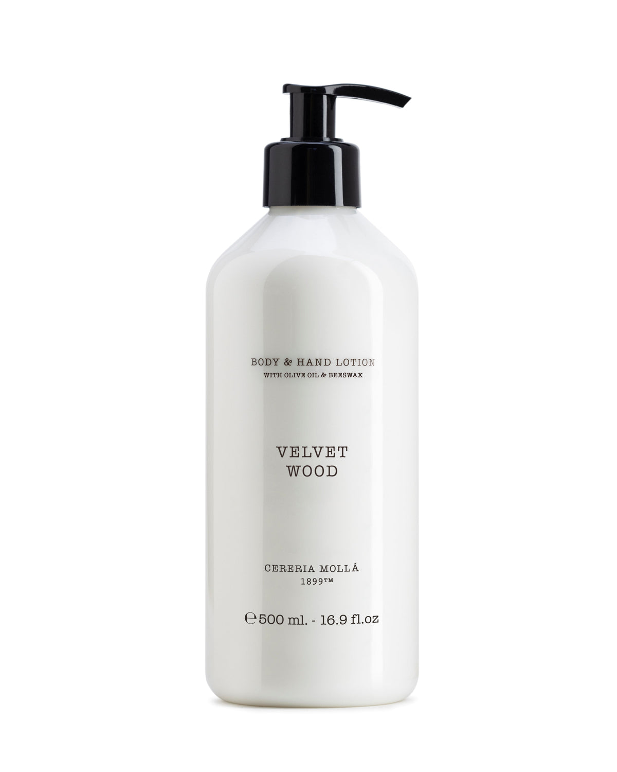 Cereria Molla Hand und Body Lotion Velvet Wood 500ml Pumpflasche