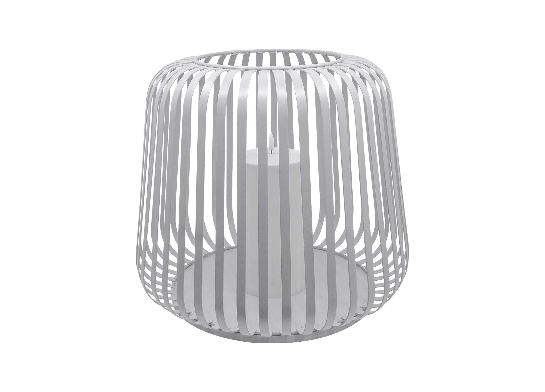 Lanterne solaire COTTAGE blanche – 40 × 40 × 35 cm