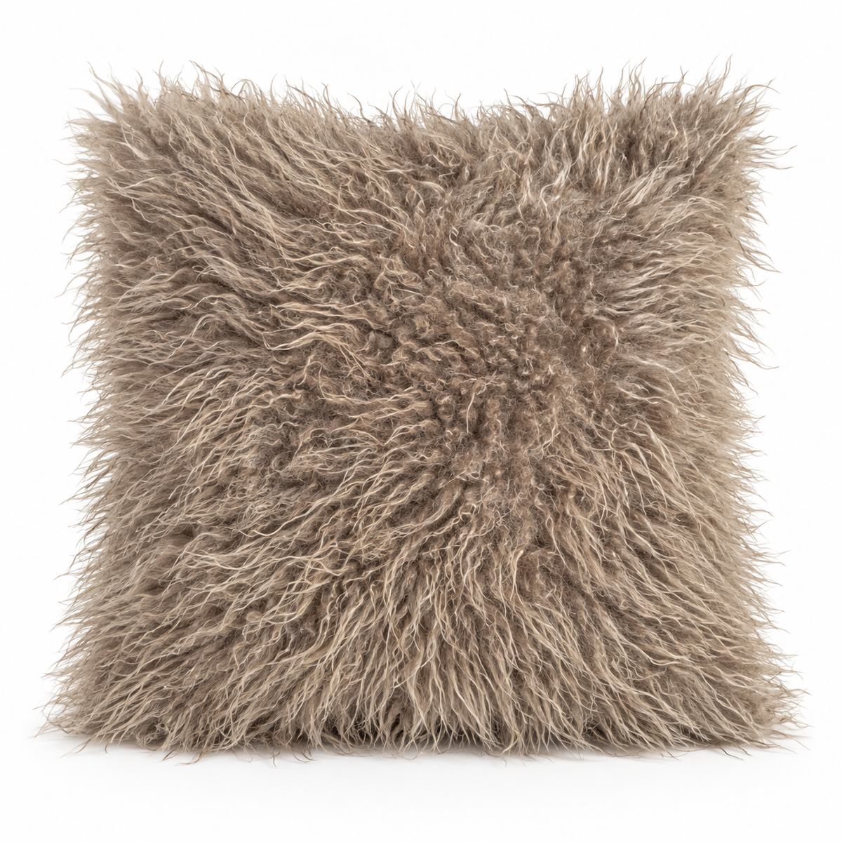 Kissenbezug  Curly in Sand aus weichem Lammfellimitat, 48 × 48 cm