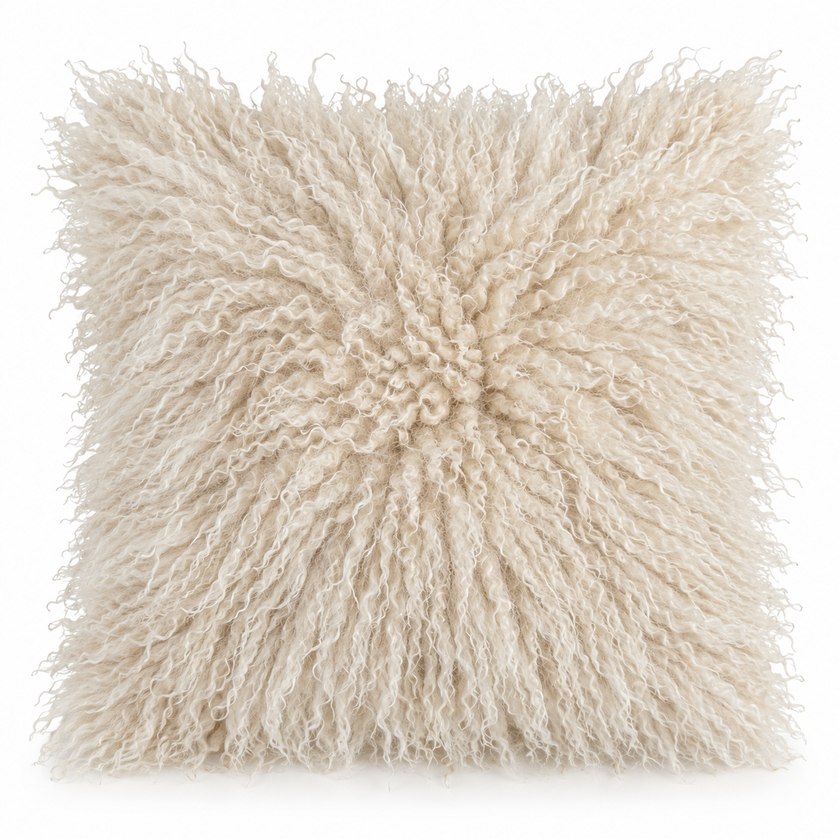 CURLY Kissenbezug in Off-White aus weichem Lammfellimitat