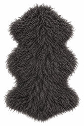 CURLY Kunstfell in Anthrazit mit lockiger Lammfelloptik, 50 × 90 cm