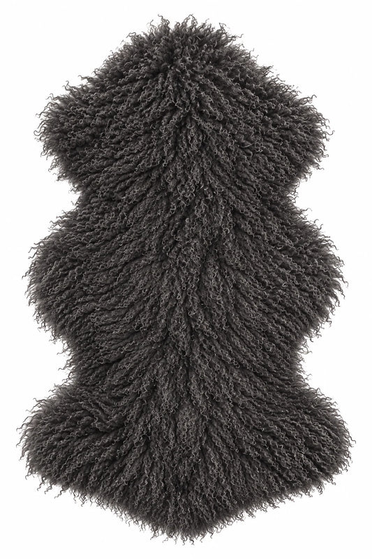 CURLY Kunstfell in Anthrazit mit lockiger Lammfelloptik, 50 × 90 cm