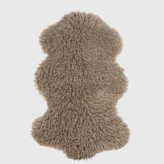 CURLY Kunstfell in Sand mit lockiger Lammfelloptik, 50 × 90 cm