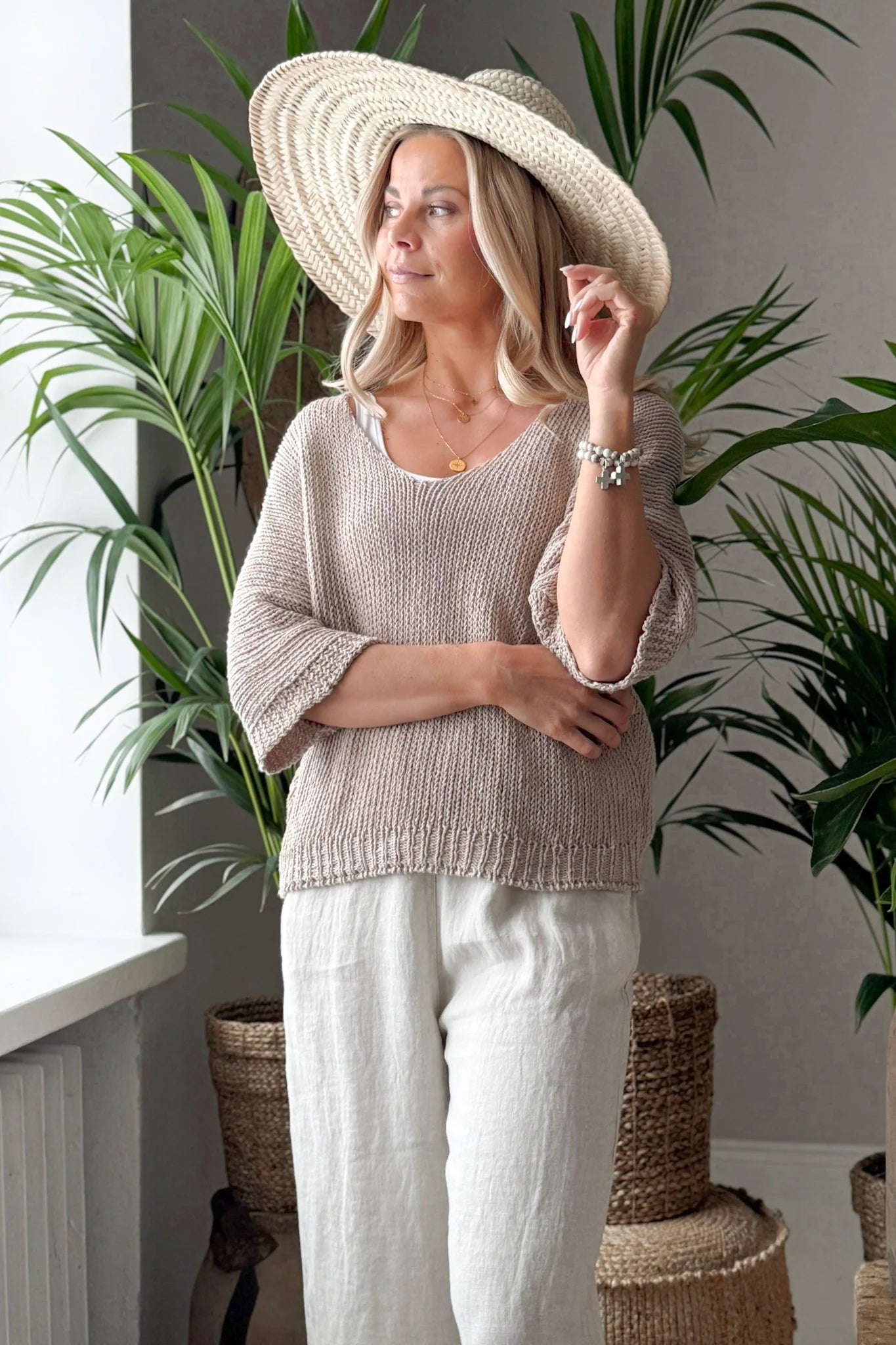 BYPIAS Baumwollpullover DEJA Taupe