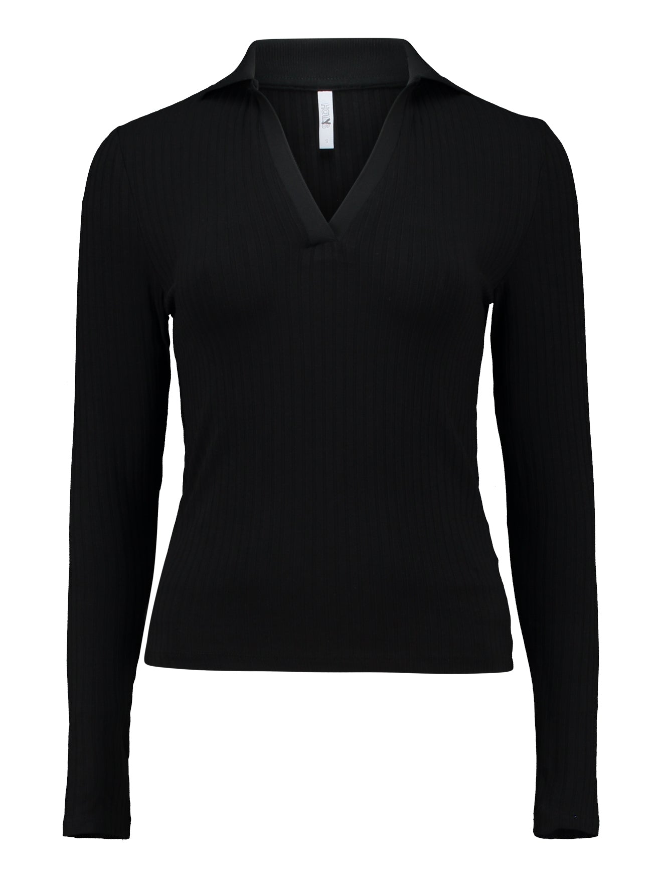 AURORA Feinripp Blusen-Shirt schwarz