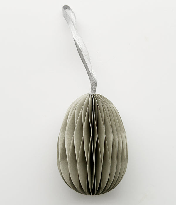 Osterei Papierei Honeycomb zum Hängen | 7 cm helles Grau