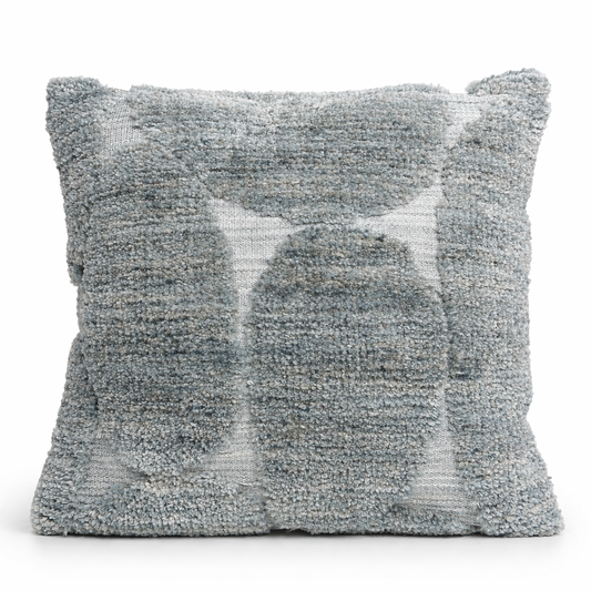 Wohnkissen STONE Polyester – Blau / Grau gemustert 45x45 cm