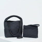 Neopren kleine Handtasche mit Schulterriemen - Grau