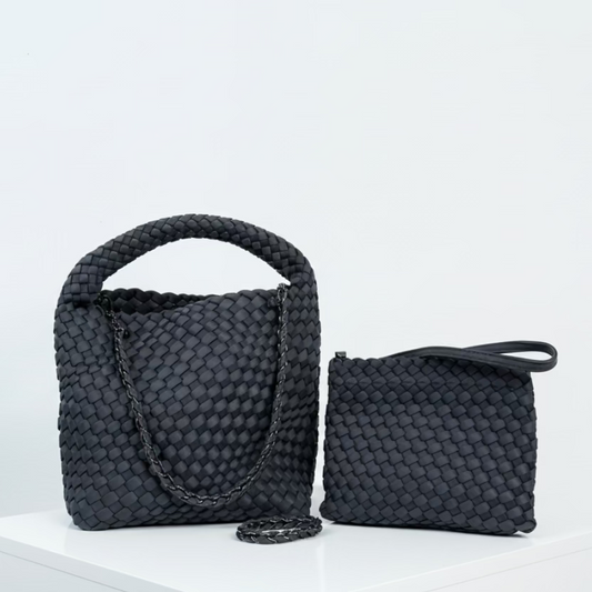 Neopren kleine Handtasche mit Schulterriemen - Grau