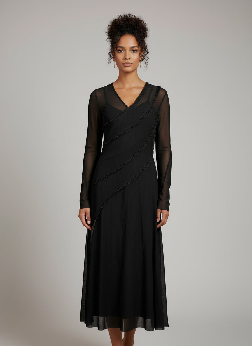 AGNA semitransparentes Kleid mit Unterkleid – Schwarz | NÜ Denmark