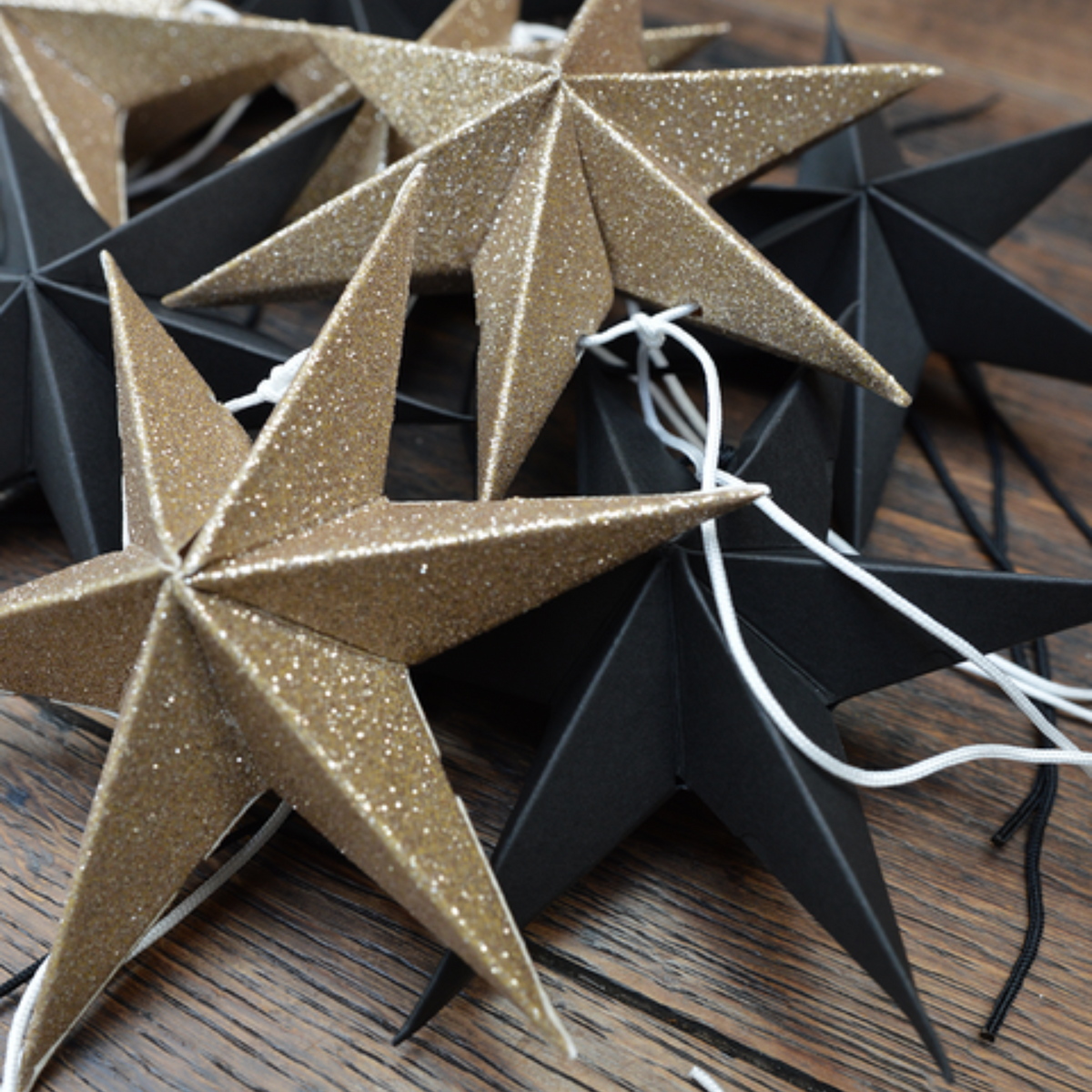 Mini Papiersterne Set mit 2 Stück | gold sparkle | 12 cm