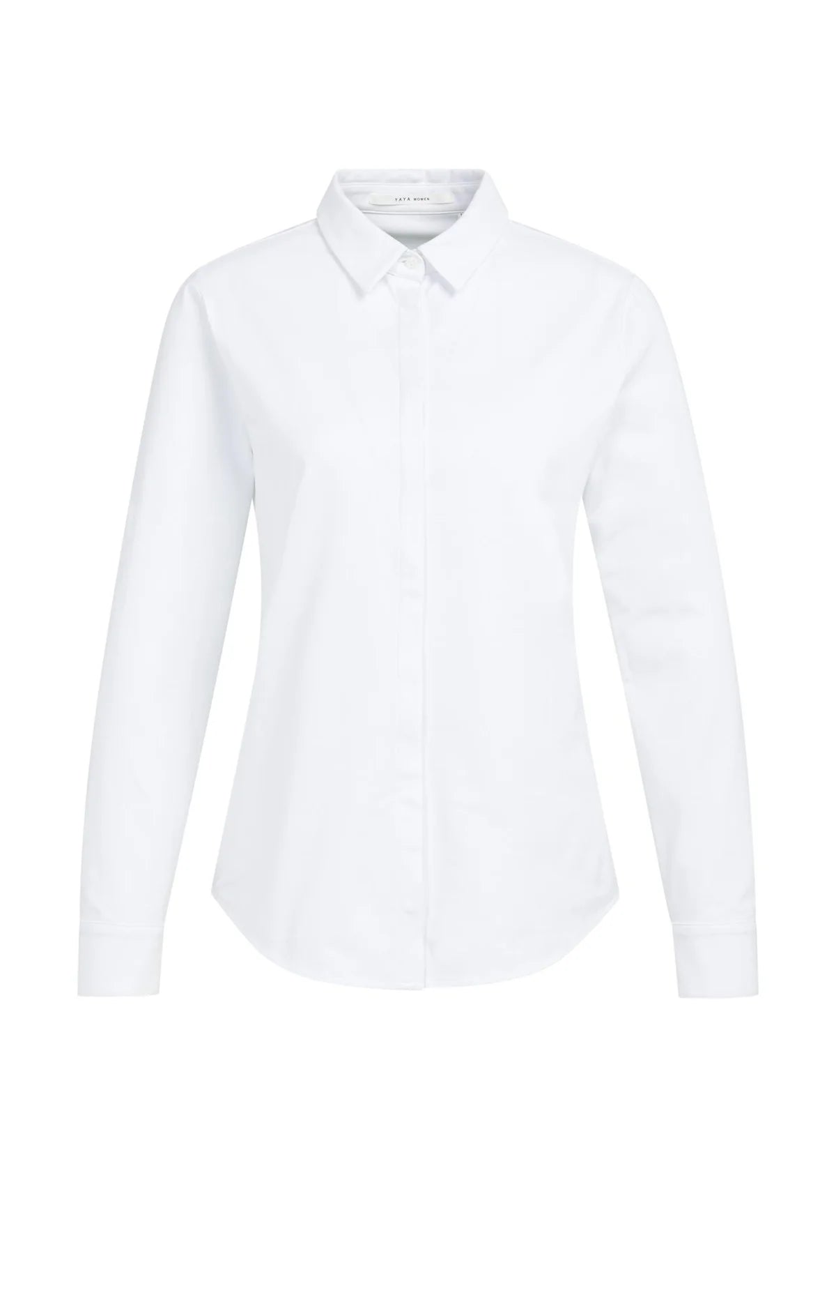 YAYA Taillierte Basic Bluse mit Blindknopfverschluss – Weiß