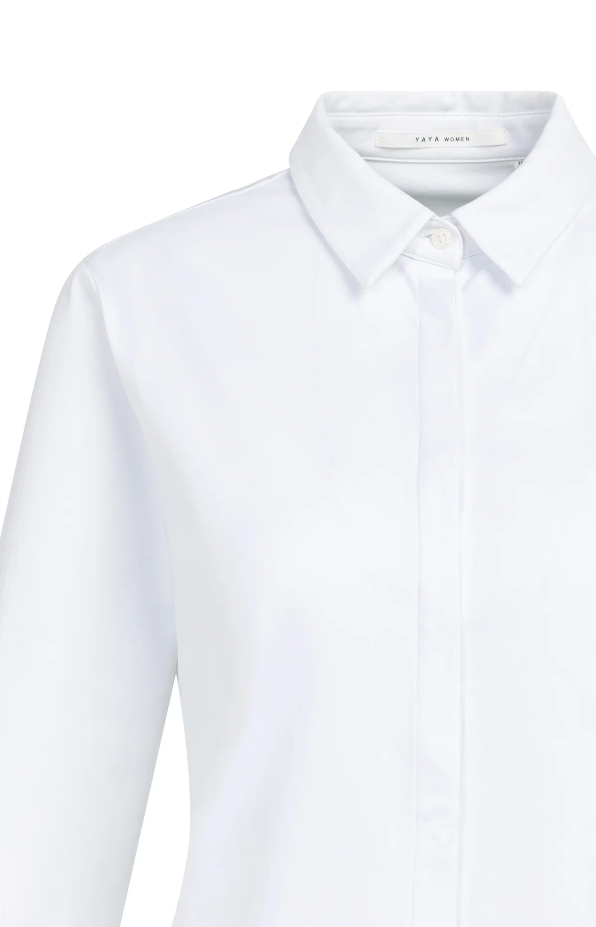 YAYA Taillierte Basic Bluse mit Blindknopfverschluss – Weiß