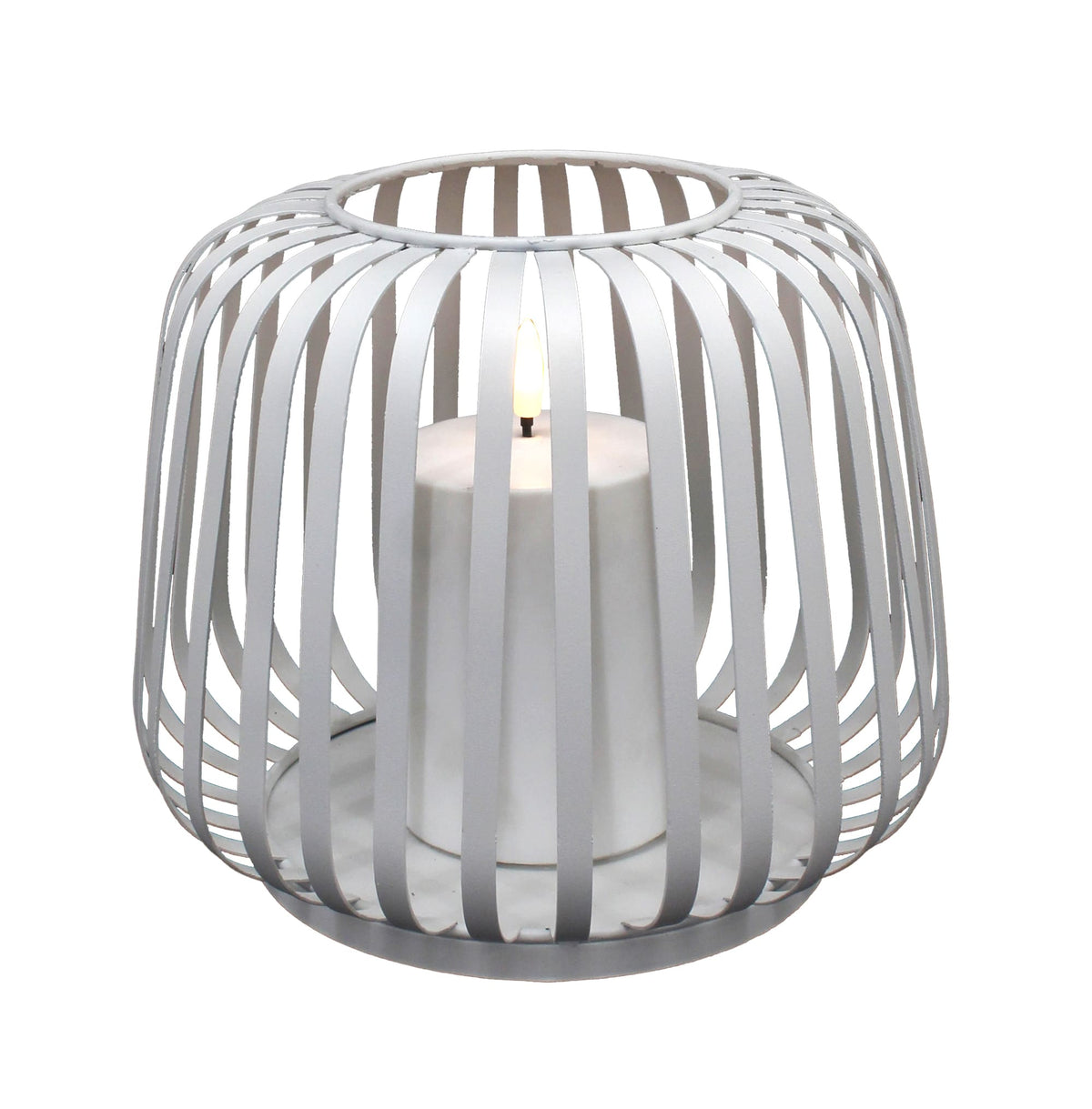 Weiße LED-Laterne Outdoor mit Kerze 