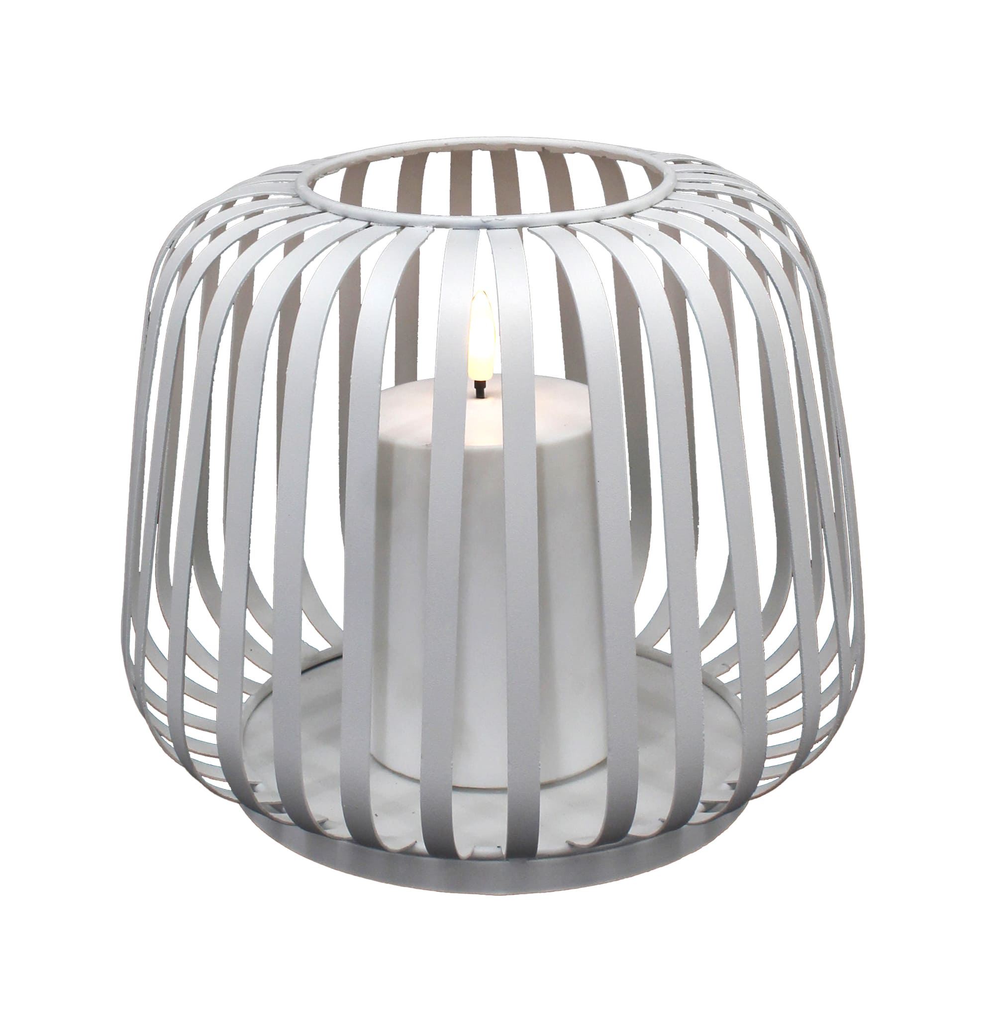 Weiße LED-Laterne Outdoor mit Kerze 