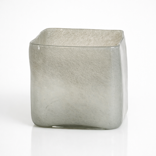 Dickwandige Glasvase Sandgrau 16 cm – Vase & Windlicht aus Strukturglas