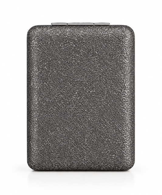 Klappbarer Taschenspiegel mit Vergrößerung in Anthrazit und Silber