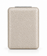 Taschenspiegel mit Vergrößerung in Hellbeige und Silber