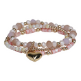 Bild in Galerie laden, The Moshi Perlenarmband Ruby mit rosa Glasperlen und goldenem Herz Anhänger, elastisches Armband Set
