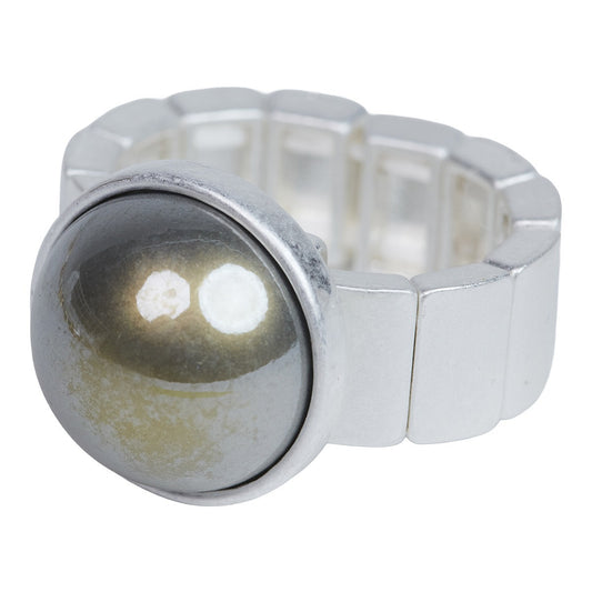 The Moshi Ring Silber mit grauem Stein, elastischer Statement Ring