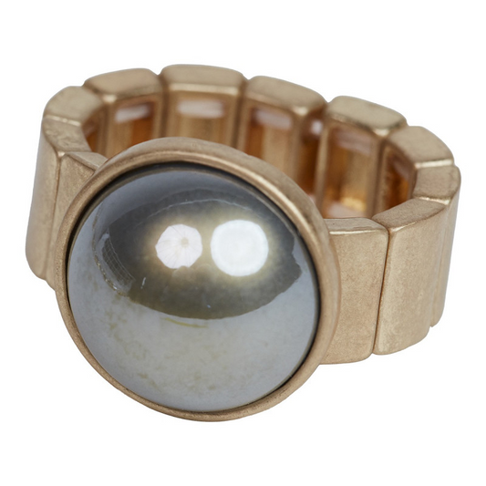 The Moshi Ring Gold mit grauem Stein elastischer Statement Ring