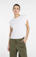 Bild in Galerie laden, YAYA weißes Damen T-Shirt mit seitlichen Kordelzügen
