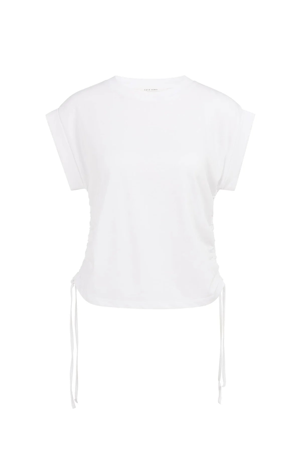 YAYA T-Shirt mit seitlichen Kordelzügen – Weiß