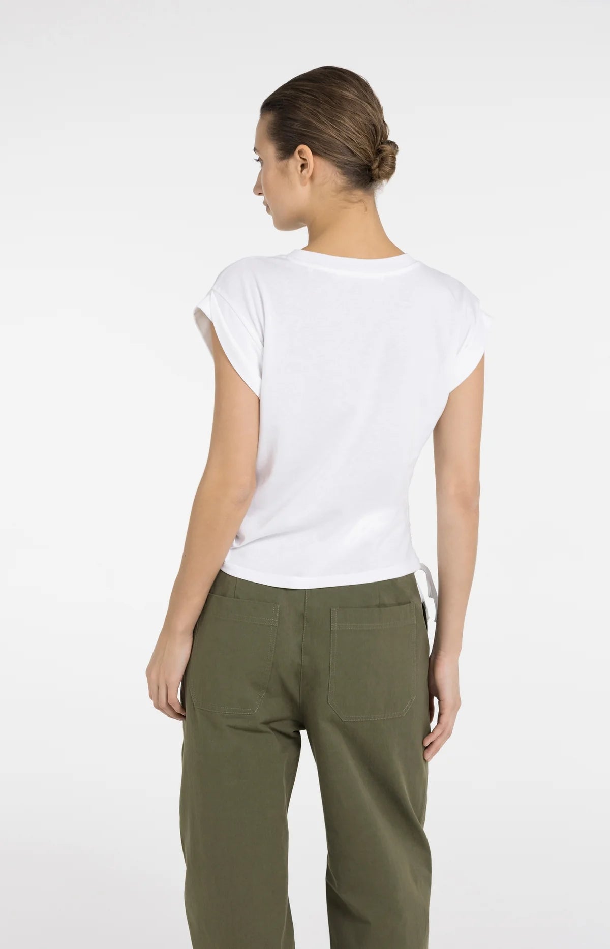 YAYA T-Shirt mit seitlichen Kordelzügen – Weiß