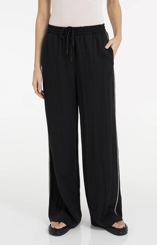 YAYA Wide Leg Hose in Schwarz mit weißen Kontrastnähten für Damen