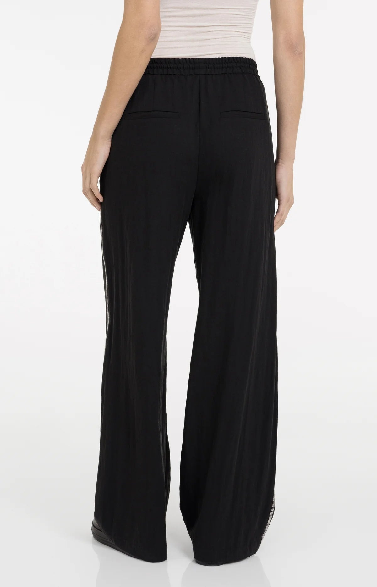 YAYA Wide Leg Hose mit Kontrastnähten – Schwarz
