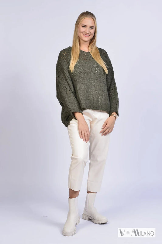 Grobstrick-Pullover LORA - Fango Braun