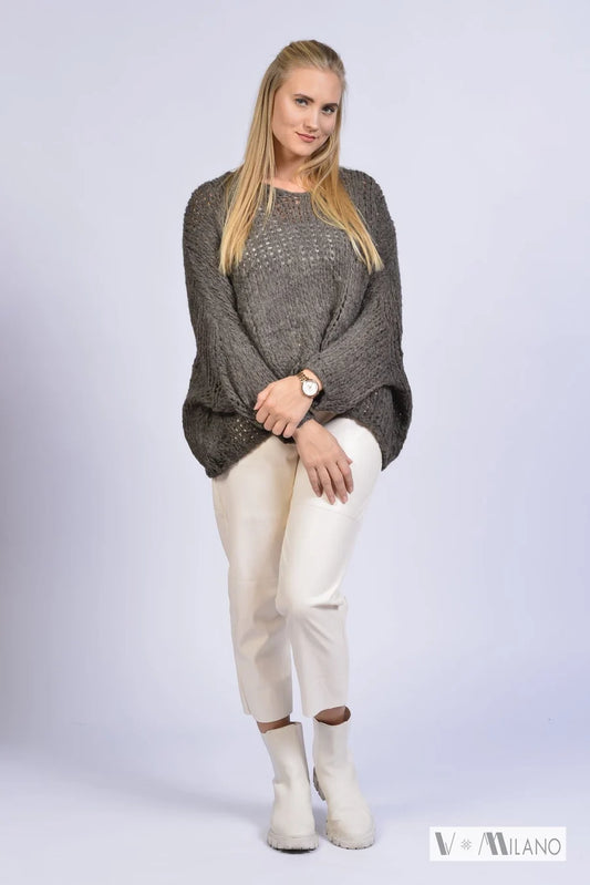 Grobstrick-Pullover LORA - Fango Braun
