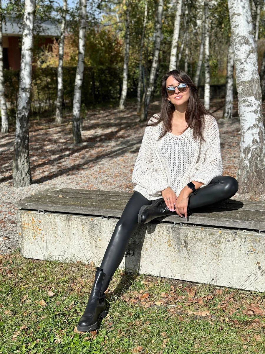 Grobstrick-Pullover LORA - Kalkfarben