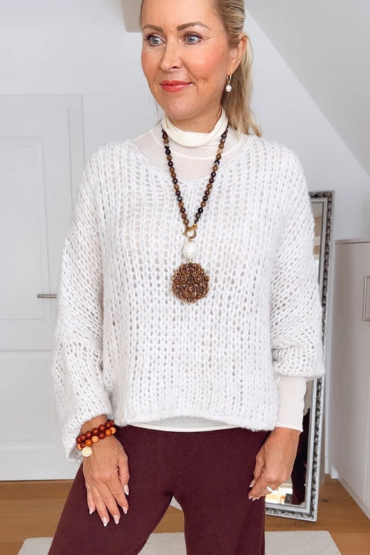 Grobstrick-Pullover LORA - offwhite