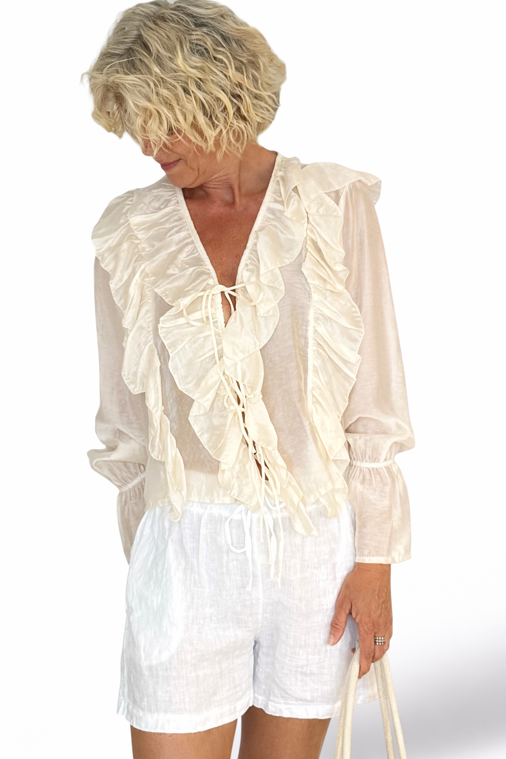 Via Milano Volantbluse HELENA Butter Yellow – Transparente Bluse
