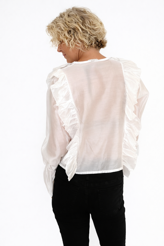 Via Milano Volantbluse HELENA Weiß – Transparente Bluse