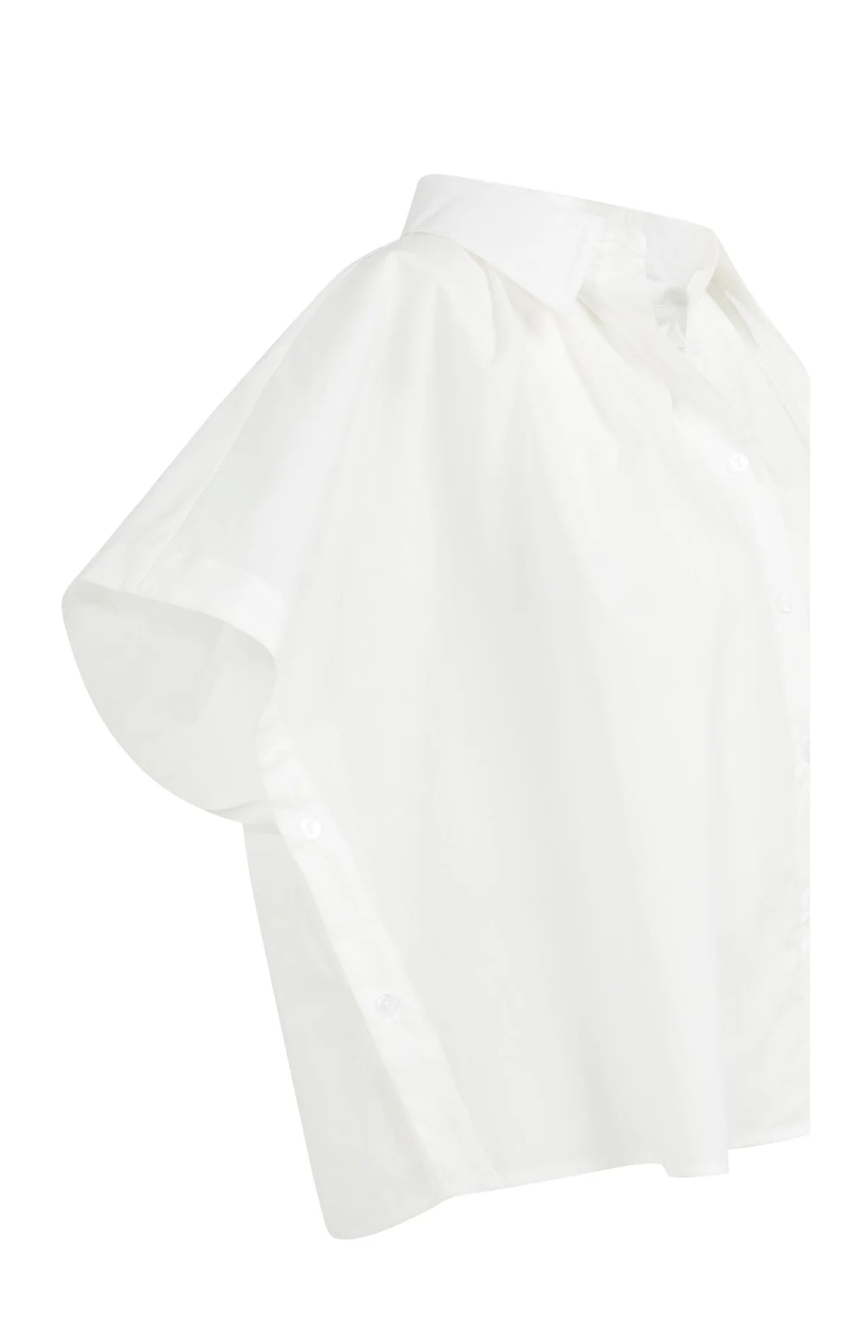 Blouse courte sans manches avec boutons décoratifs – Blanc